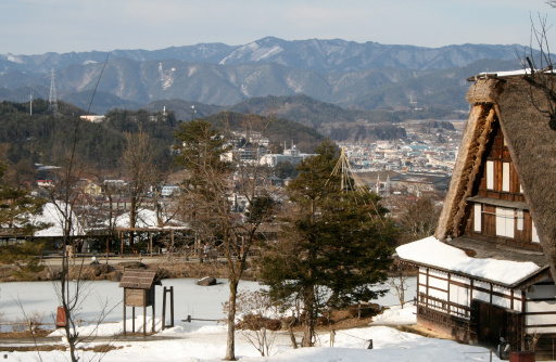 A traditional Japanese village in winter
