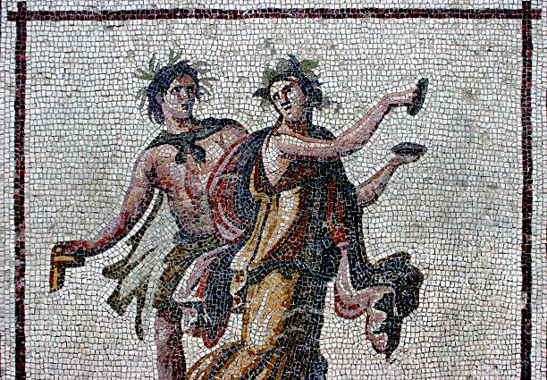 mosaico bacchic dançarinos - mosaic greek culture mythology ancient imagens e fotografias de stock