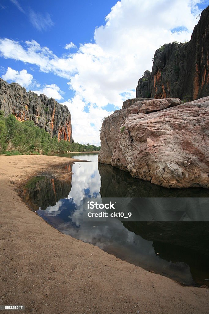 Windjana Gorge, cadeia de montanhas Kimberleys, Oeste da Austrália - Foto de stock de Eucalipto royalty-free