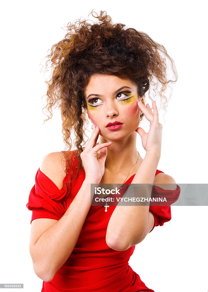 Элегантность женщины с мода макияж - Стоковые фото Белый фон роялти-фри