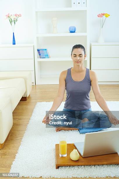Meditation Stock Photo - Download Image Now - Healthy Lifestyle, Living Room, Yoga