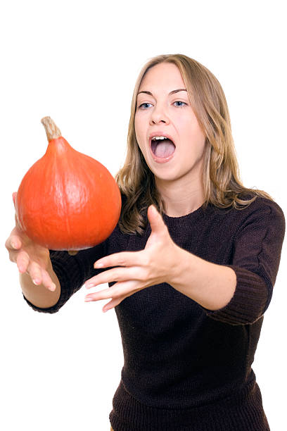 istock Beautiful girl with pumpkin 155326590