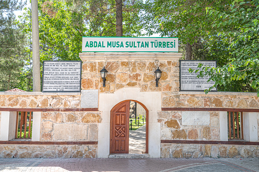Tekke, Elmalı, Antalya, Türkiye-July 15, 2023: abdal Musa Tomb is very important for Alevi community  who visits and  commemorates  sacrifice and eat and semah at evening at Tekke village, Elmalı, Antalya.