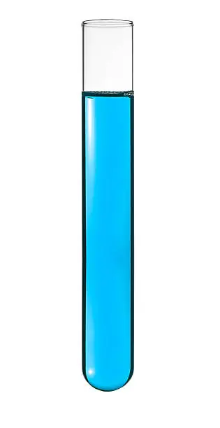 Isolated test tube with a blue liquid.