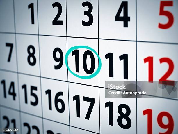 Date On The 10th Stock Photo - Download Image Now - Calendar, Number 10, Calendar Date