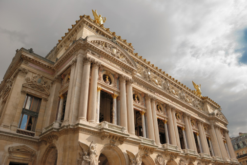 Facade of National musical academy and Paris Opera Garnier, France.  