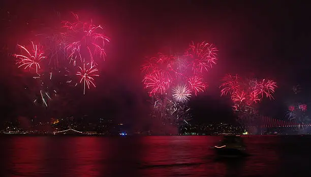Fireworks show in istanbul, turkey  