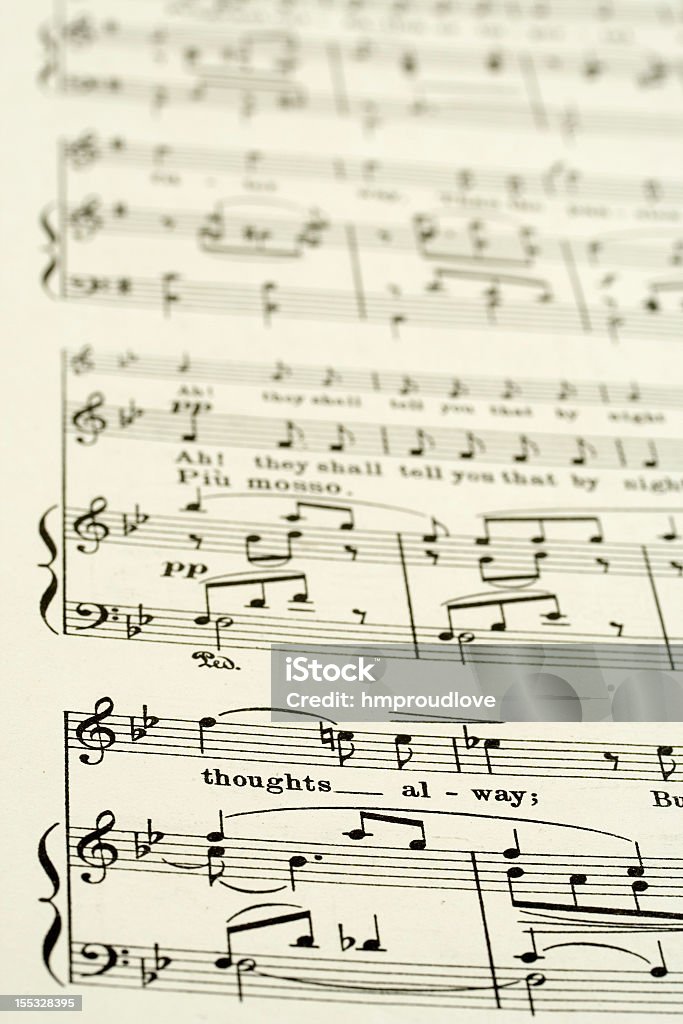 music Part of a musical score  with focus on the foreground Color Image Stock Photo