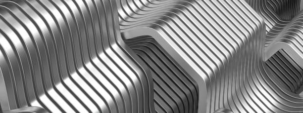 istock Wavy Bezier Comfortable metallic tone Silver metallic Abstract, elegant and modern 3D rendering image 1553288632