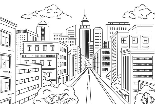 3,600+ City Street Line Drawing Stock Illustrations, Royalty-Free ...
