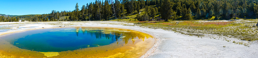 Beauty Pool in Upper Geyser Basin of Yellowstone National Park in Teton County, Wyoming