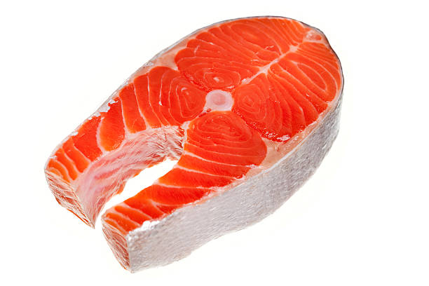 Bife de salmão fresco - fotografia de stock