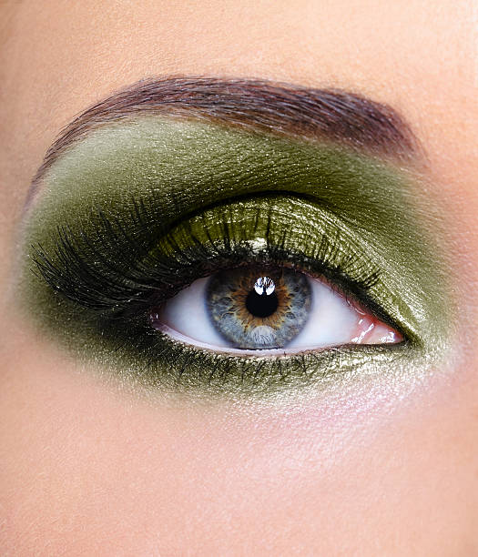 istock Make-up of woman eye with khaki eyeshadows 155330128
