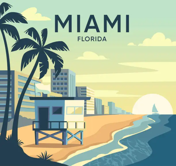 Vector illustration of Miami Florida street