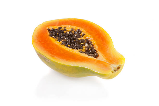 istock Sliced papaya isolated on a white background 155333245