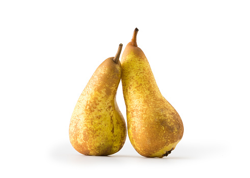 Ripe yellow pears isolated on white