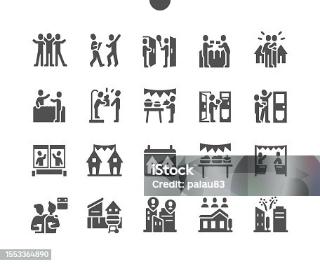 istock European Neighbours Day of May. Picnic celebrate. Festive table. National tradition. Calendar. Vector Solid Icons. Simple Pictogram 1553364890