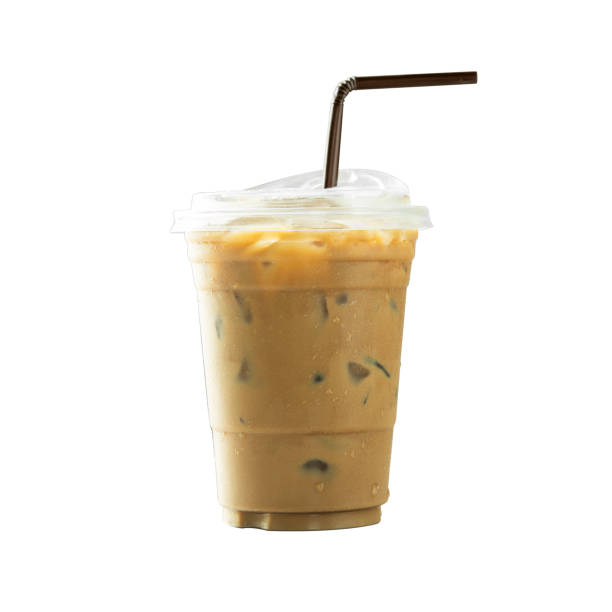 istock Iced of coffee cup on glass cup isolated white background. 1553372070