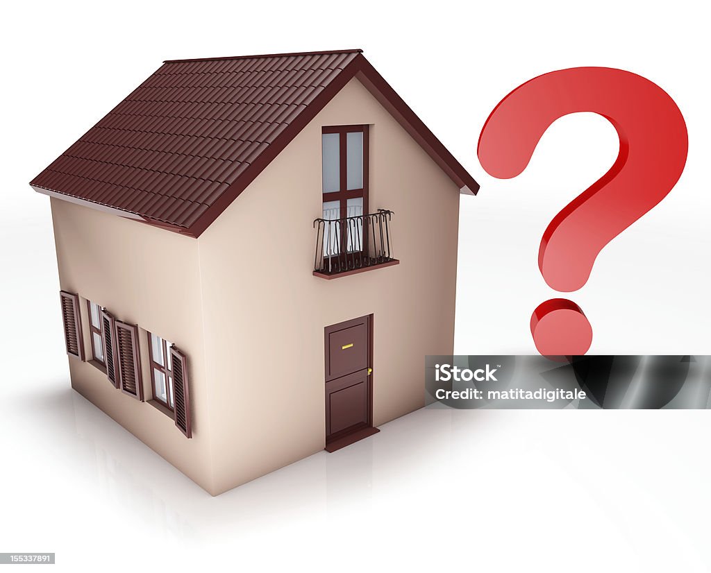Home question mark Buy or sell house Balcony Stock Photo