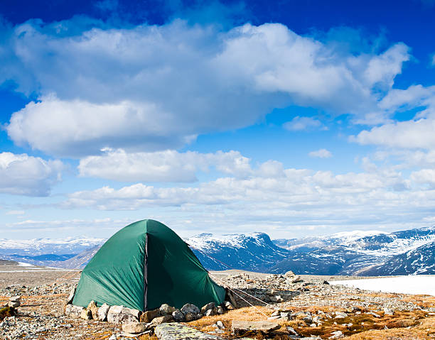 istock Tourists tent in the mountains on nice day 155338269