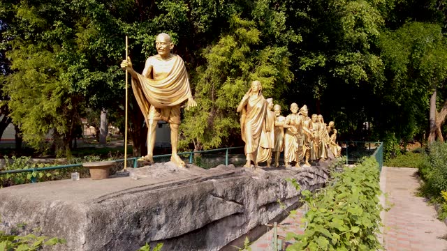 A Dramatic representation of Indian Independence freedom struggle led by the father of the Nation 'Mahatma Gandhi' and his followers at a Public park in Mysuru, India.