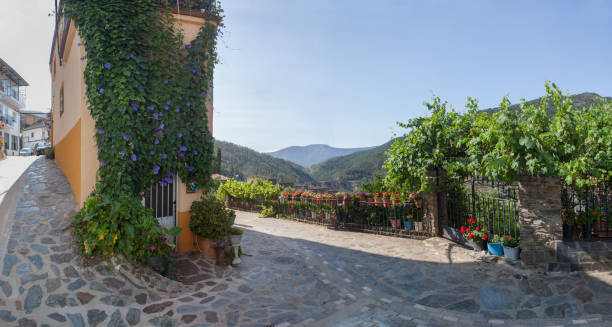 Casares town, Las Hurdes Region, Spain Casares, beautiful little town in Las Hurdes Region, Caceres, Extremadura, Spain ipomoea purpurea stock pictures, royalty-free photos & images