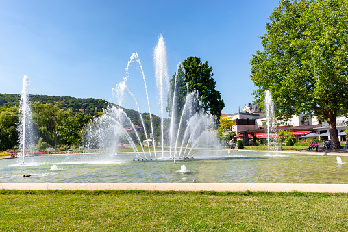 The Rose Garden is a public park and is located in the center of Bad Kissingen along the Franconian Saale. The Rose Garden was inaugurated in 1913, the same year as the Regentenbau. On June 26, 2016, the Rose Garden was reopened after seven months of general renovation with new extensive technology for the fountain.
