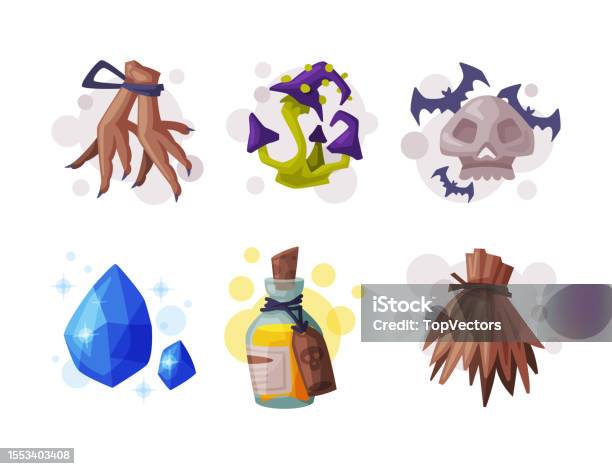 Disturbing Ritual Object Occult Magic Objects For Mystic Rituals And Witchcraft Vector Set Stock ...