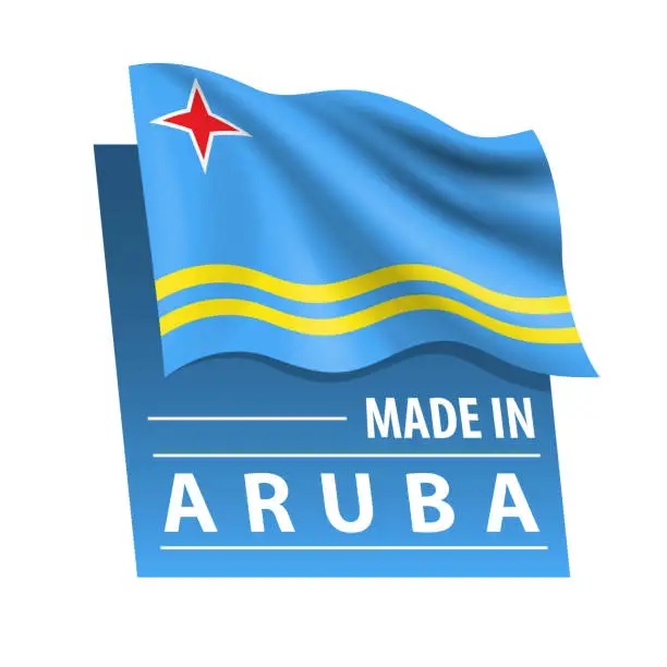 Vector illustration of Made in Aruba - vector illustration. Flag of Aruba and text isolated on white backround