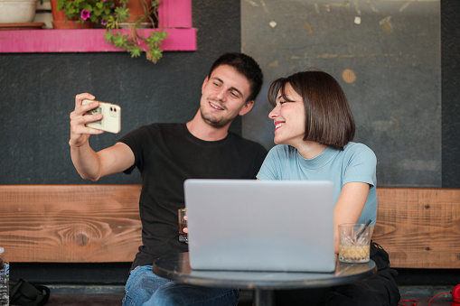 Young Couple, Dating, Taking Selfie, Technology and People, Having Fun