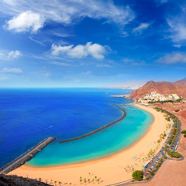 playa las teresitas en santa cruz de tenerife norte - tenerife spain national park canary islands fotografías e imágenes de stock