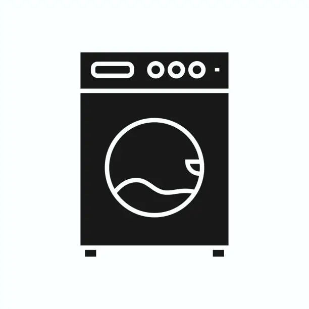 Vector illustration of Washing machine icon. front view. Vector simple flat graphic illustration. Isolated on a white background.