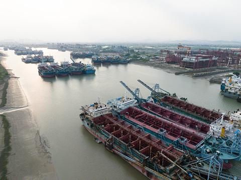 yangtze river and dock in Wuhan, China