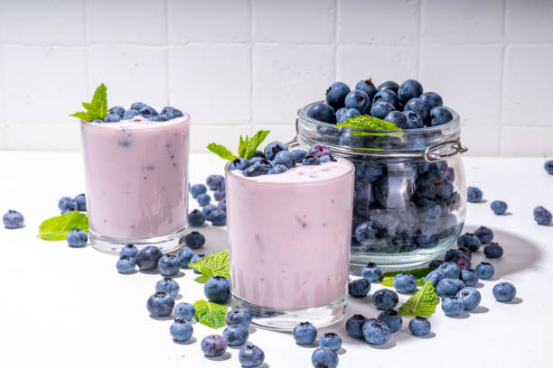 istock Blueberry yogurt, smoothie or milkshake 1553461097