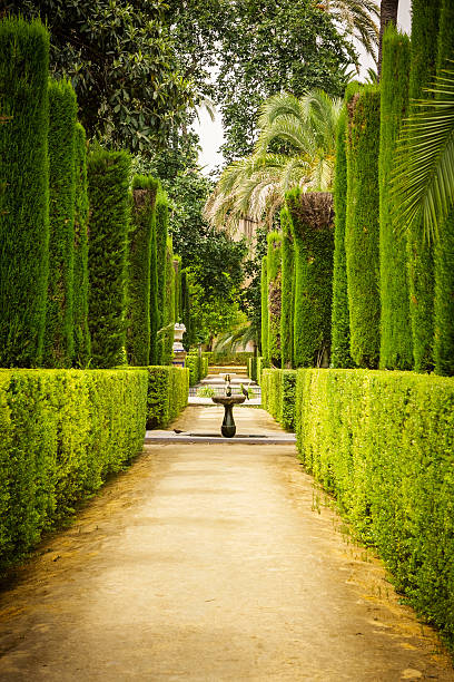 Garden of the Poets in Alcazar, Sevilla Garden of the Poets, Alcazar Palace, Sevilla, Spain alcazar seville stock pictures, royalty-free photos & images