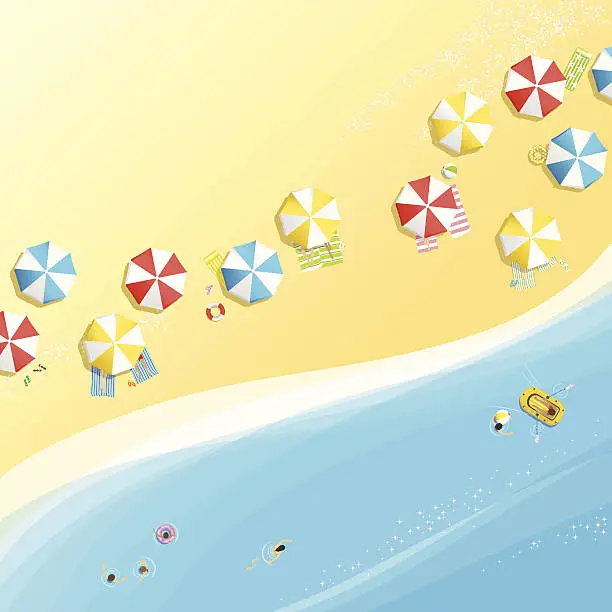 Vector illustration of Birds eye view of the beach