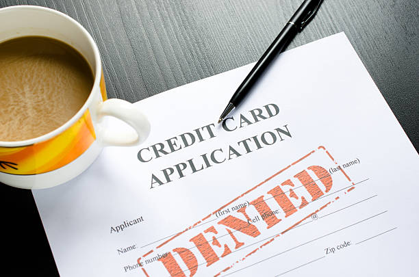 credit card application - denied stock photo