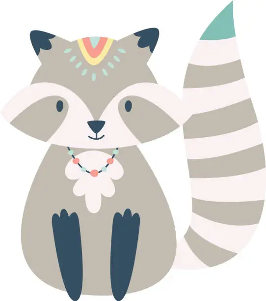 Vector illustration of Raccoon With Indian Traditional Accessories