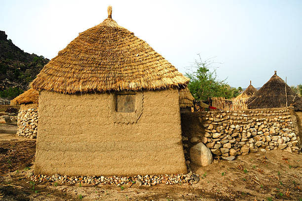 fango casa in africa occidentale - hut africa grass hut mud hut foto e immagini stock