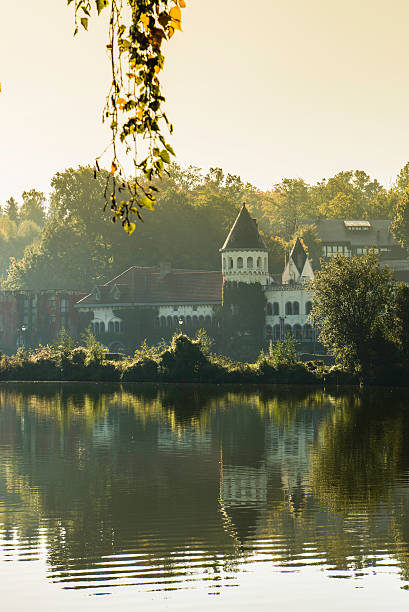 Castle of Lake Genval baths in Autumn.