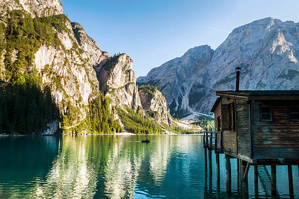 istock Tranquil summer Italian dolomites mountain lake 155347809