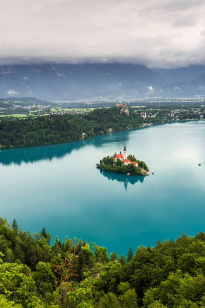 Picturesque lake Bled in Slovenia stock photo