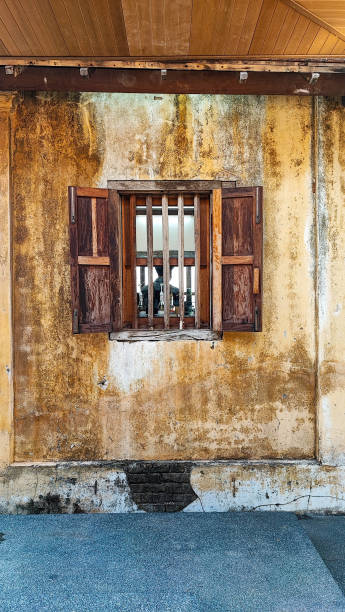 istock The brown wood  old style of window. 1553479379