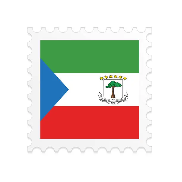 Vector illustration of Equatorial Guinea flag postage stamp on white background