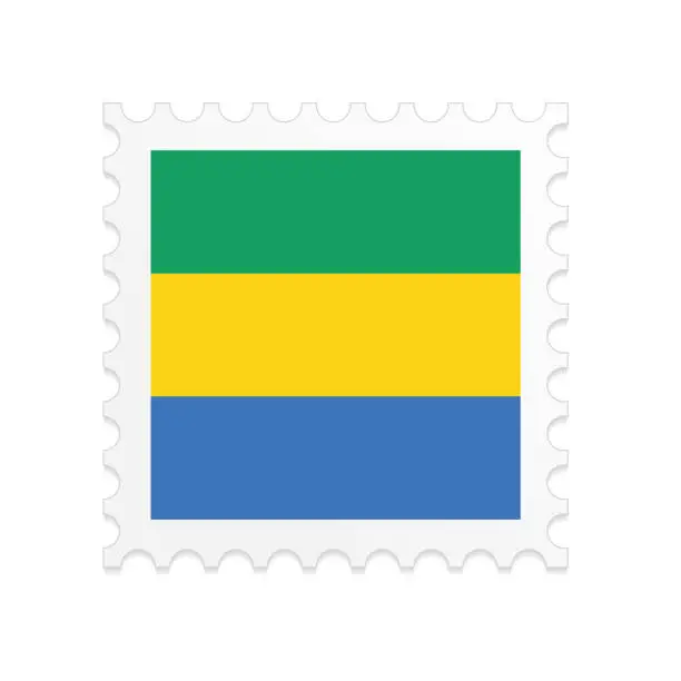 Vector illustration of Gabon flag postage stamp on white background