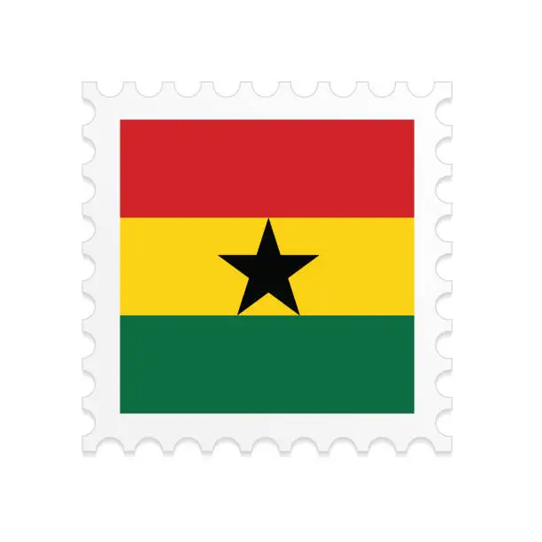 Vector illustration of Ghana flag postage stamp on white background