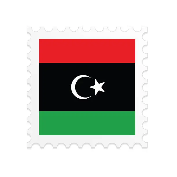 Vector illustration of Libya flag postage stamp on white background