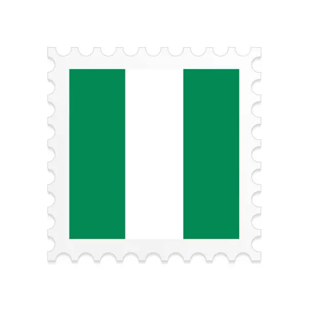 Vector illustration of Nigeria flag postage stamp on white background