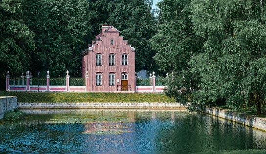 Kuskovo estate, view of Holland House, built in 1749, landmark: Moscow, Russia - July 05, 2023