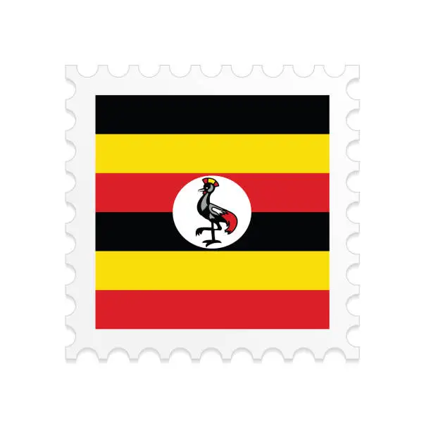 Vector illustration of Uganda flag postage stamp on white background